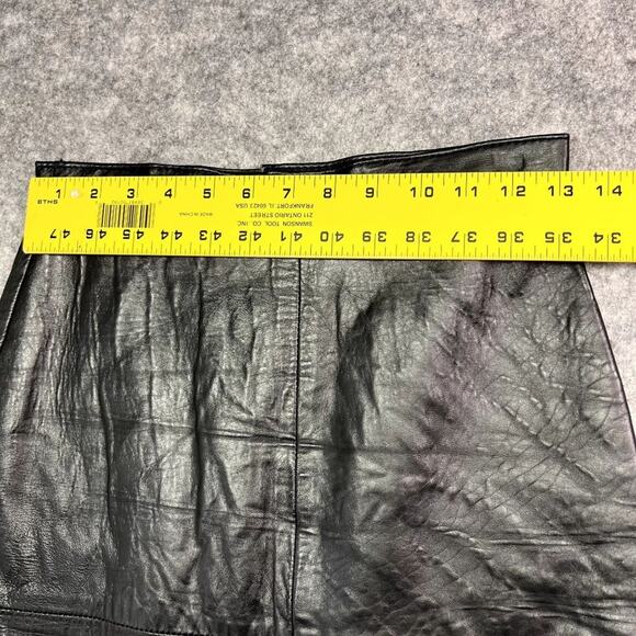 Sacha Midi Skirt Womens 26x29 Black Genuine Leather Lined Slit Zipper Pencil - Picture 6 of 11